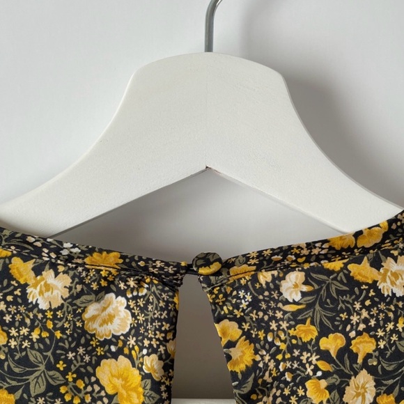 Mango Floral Silky Long Sleeve Dress - Yellow and Black Size Medium NWT - Picture 10 of 14